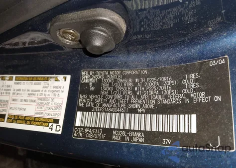 2004 Toyota Highlander V6 z USA, uszkodzony, nr VIN JTEEP21A840044611